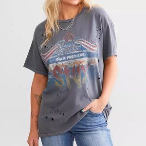 Styx Paradise graphic destructed vintage Band t-shirt - Size S- Faded Black